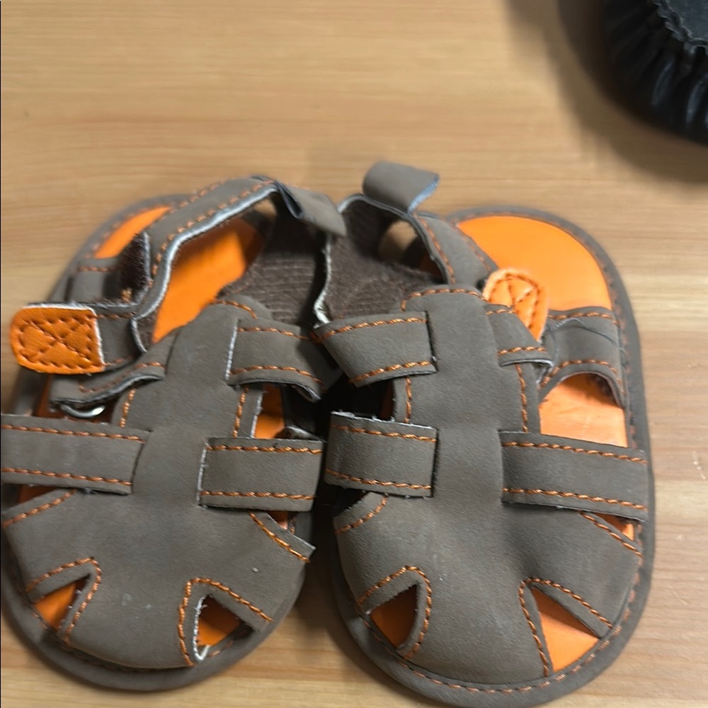 Kids Brown and Orange Sandals and shoes both for $15